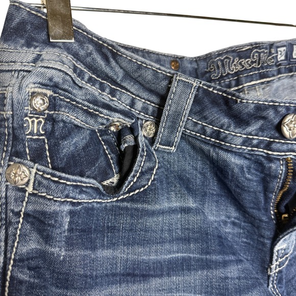 Miss Me Jeans Easy Boot Style JES871EL Women's Size 30 Blue Denim Rhinestone - Picture 5 of 7